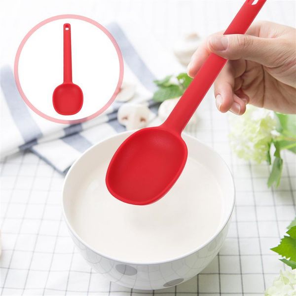 

spoons 1pc silicone soup spoon restaurant salad stirring kitchen tableware