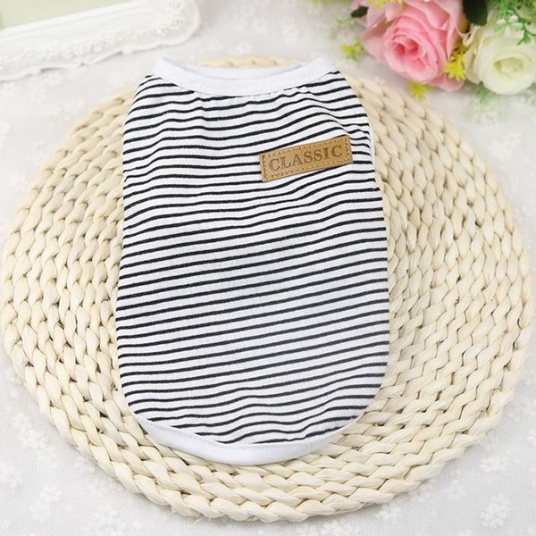

dog apparel summer cat clothes cotton striped vest pet t shirt clothing for outfit yorkies chihuahua pugs