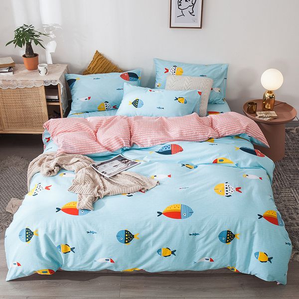 

cotton twill simple sheets and fitted sheet 4-piece set of bedding