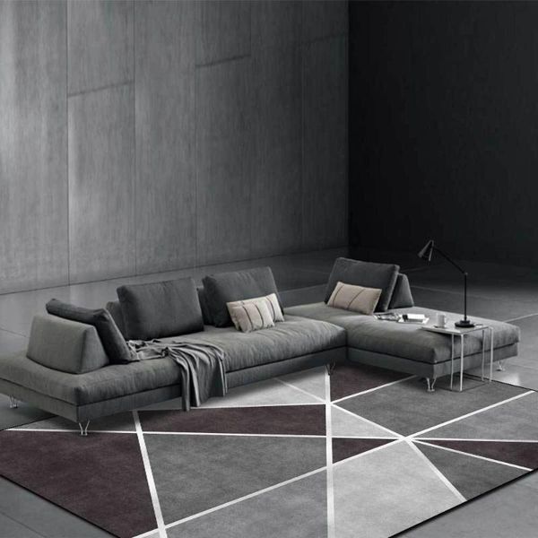 

modern simple style tapete dark gray geometric printed children bedroom play game area rug living room kitchen bath door carpet carpets