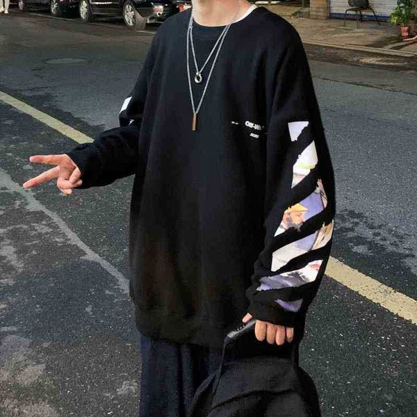 

autumn round neck fashion hip hop big size youth coat men's personality1, Black