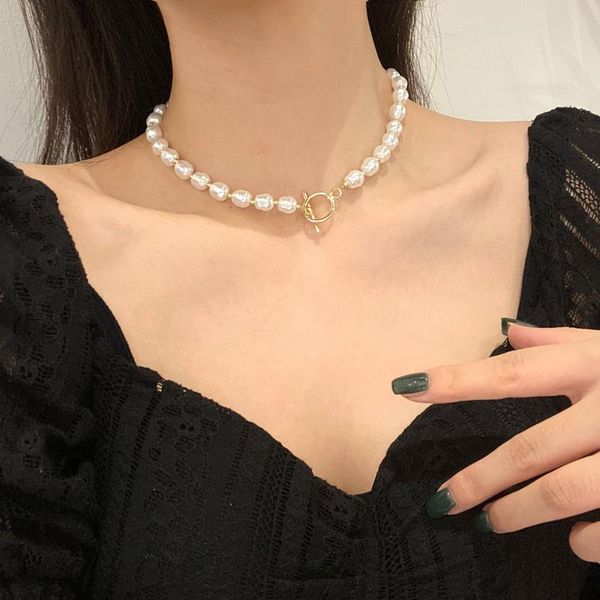 

chains fashion jewelry white beads necklace selling sweet korean temperament simulated pearl for lady girl gifts, Silver
