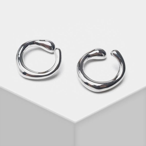 

clip-on & screw back amorita boutique irregularly designed stylish small ear bones clip earrings, Silver