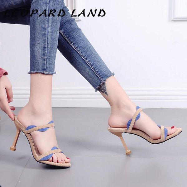 

summer fashion thin color matching women's slippers with shallow heels and high wearing sandals cwf, Black