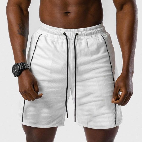 

men's shorts 2021 mens gym fitness bodybuilding jogging workout male pants sport run breathable quick drying mesh sweatpants dk, White;black