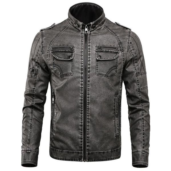 

men's fur & faux leather jacket men casual fleece thicken coats college moto biker bomber jackets jaqueta de couro masculino, Black