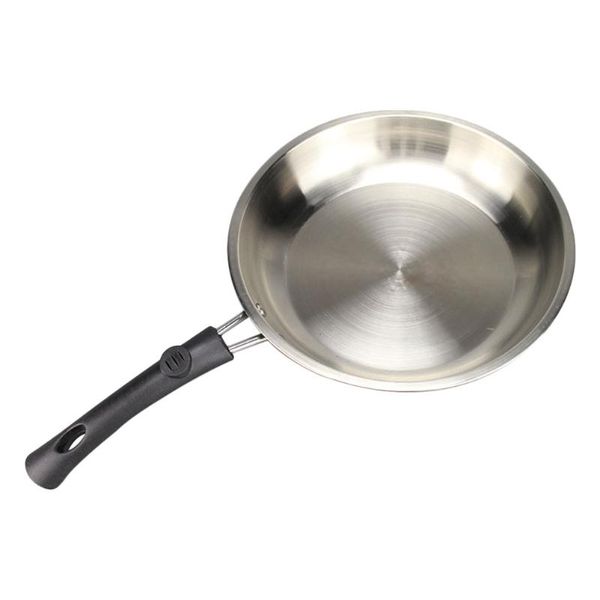 

pans 1pc practical stainless frying pan 22cm non-stick kitchen frying-pan (silver)