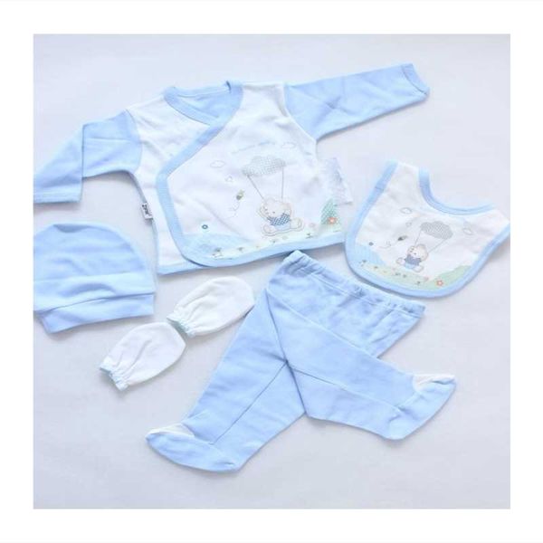 

clothing sets baby girl & boy teddy bear embossed cloudy outlet 5 piece set, White