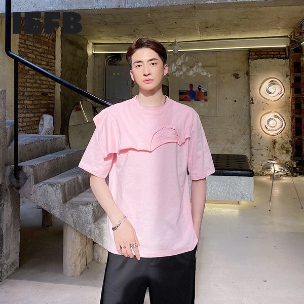 

iefb summer design half sleeve men's fashion loose round neck t-shirt black white causal niche tee for male 9y7379 210524, White;black