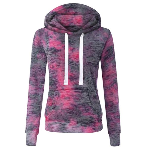 

women's hoodies & sweatshirts autumn winter coat long sleeves thicken tie-dyed print zipper turn-down collar woollen casual fashion loo, Black
