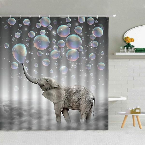 

funny wild animal shower curtains elephant bubble starlight romantic bathroom decor accessories waterproof fabric curtain set