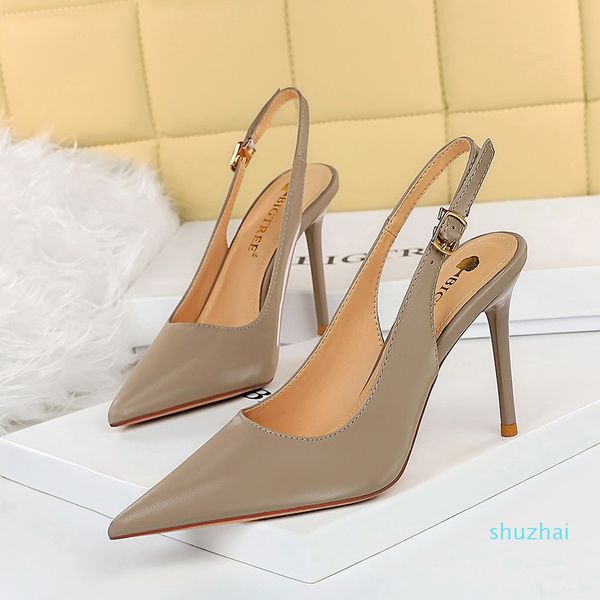 

2021 euro-american style women's shoes simple high heels stilettos with shallow mouth and pointed toe after hollowing out nightclub, Black