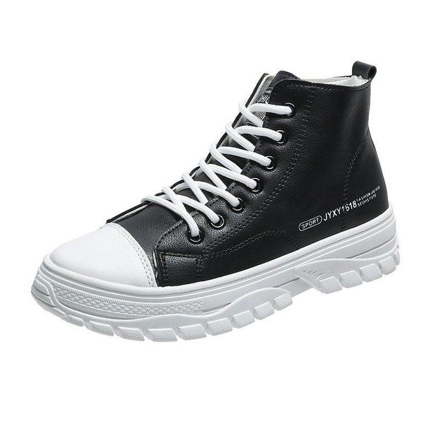 

boots 2021 autumn short women casual lace up round toe shoes ladies, Black