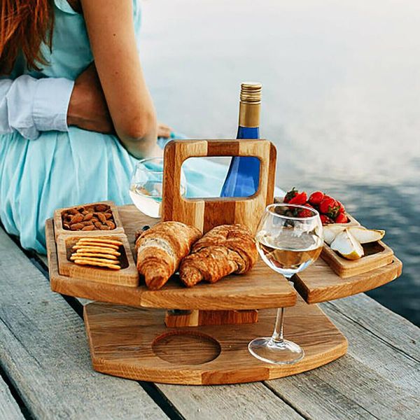 

camp furniture 2021 summer portable wooden outdoor picnic wine table fruit and vegetable backyard entertainment beach