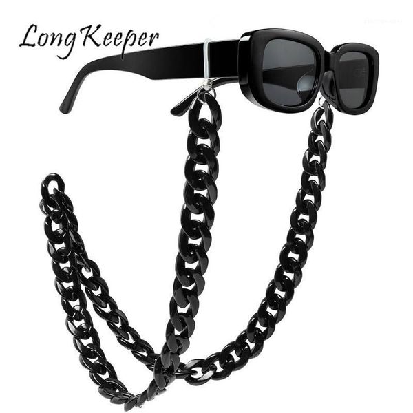 

sunglasses longkeeper rectangle vintage with glasses hanging chain women punk square fashion retro eyeglasses neck, White;black