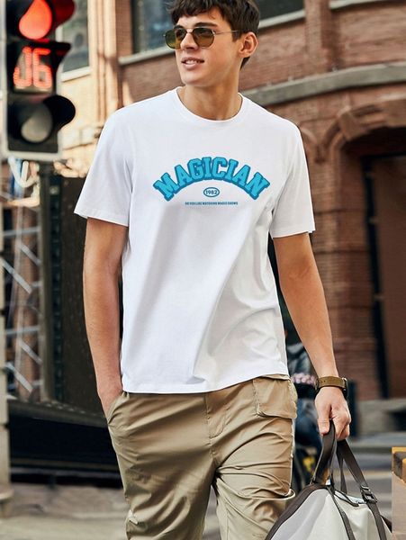 

men slogan graphic tee 567a#, White;black