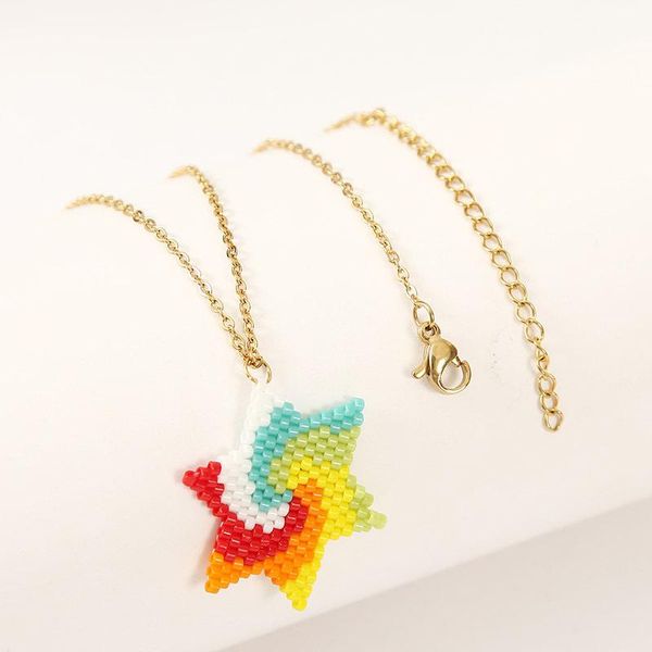 

Ant Angel Girl Gift Necklace Korean Cute Woven Miyuki Colorful Hexagonal Star Female Trend Hand-beaded Anime Characters Pendant Necklaces, Silver