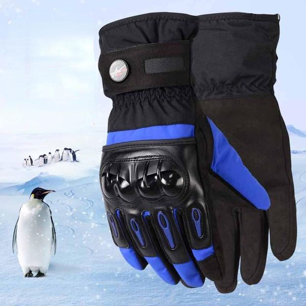 

cycling gloves winter motorcycle men's warm touch screen full finger outdoor skiing waterproof and cold-proof, Black