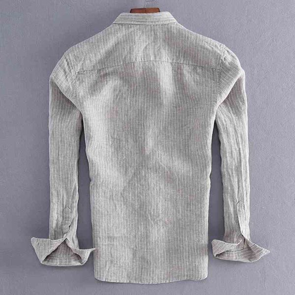 

new arrival men fashion stripe linen male casual long-sleeve fluid slim fit basic shirt import clothing 200925, White;black