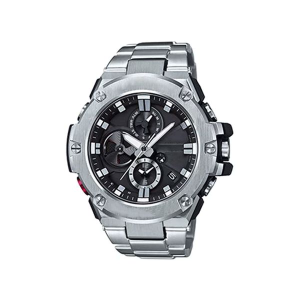 

b100 sports men's quartz calendar watch compass multifunction metal large dial high quality, Slivery;brown