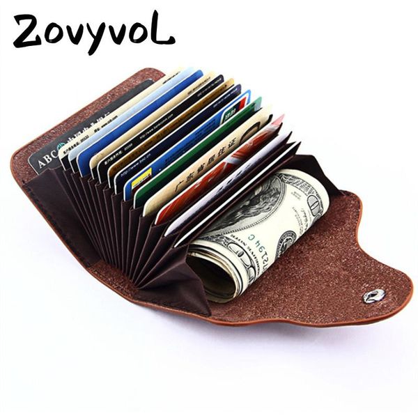 

card holders zovyvol 2021 men and women genuine leather business holder wallet bank case id purse, Brown;gray