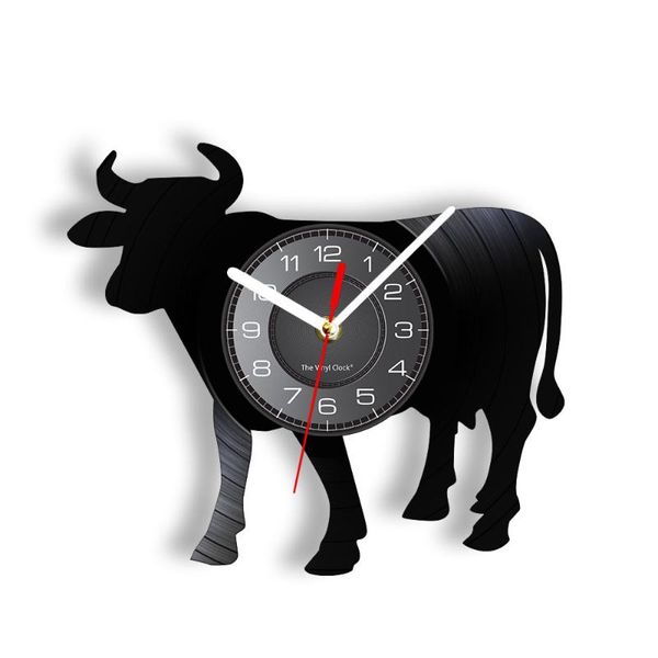 

wall clocks cattle silhouette clock ox cow herbivorous record animal home decor backlight black hanging watch modern design