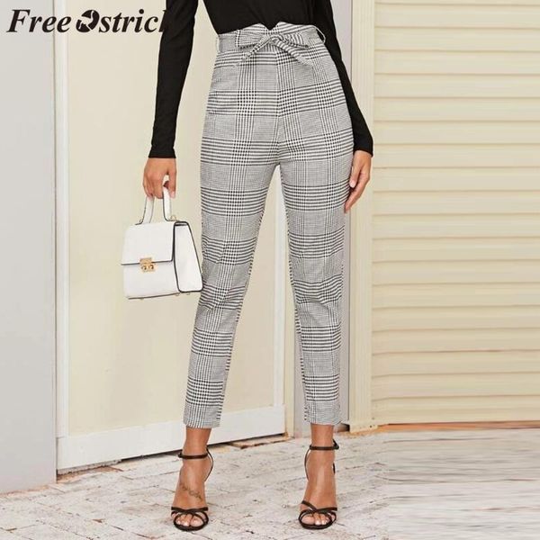 

women's pants & capris ostrich women high waist striped strap with tight plaid slim fitness elastic full length, Black;white