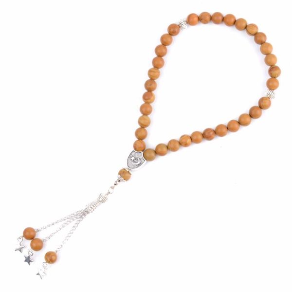 

charm bracelets 8mm natural stone wood jaspers beads 33 prayer bracelet islamic muslim tasbih rosary for women men jewelry, Golden;silver