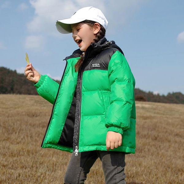

down coat 2021 winter girl boy hooded white duck jacket waterproof children kids teens school clothing puffer, Blue;gray