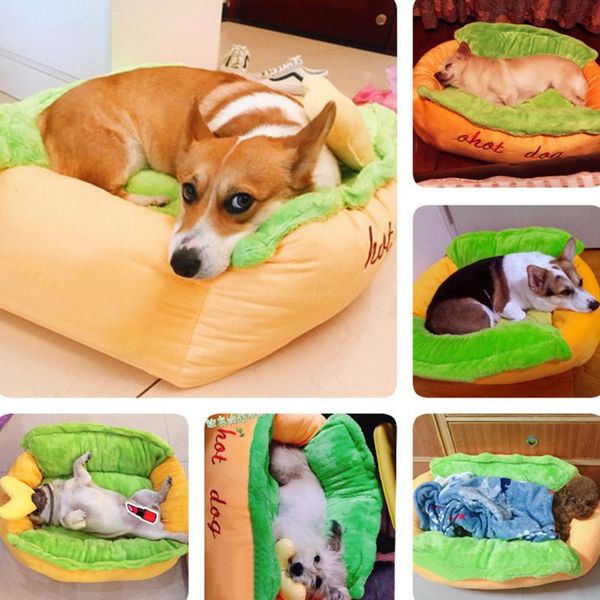

super soft pet cat dog bed hamburger shape mat house puppy litter sleeping cushion chihuahua teddy nest kennel kennels & pens