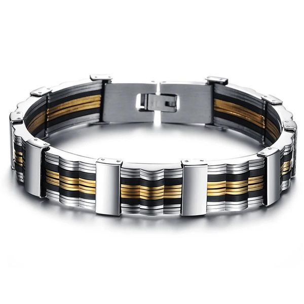 

link, chain punk jewelry special biker men's bracelets bangles stainless steel bracelet, Black