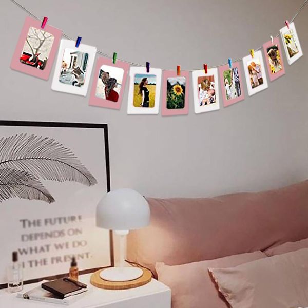 

frames 10pcs pink blue paper frame with clips and 2m rope 6 inch wall po diy hanging picture home decorations p5
