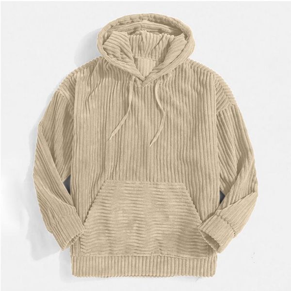 

new casual solid color corduroy hoodies for men 2021 autumn winter fashion drawstring hooded sweatshirt male harajuku loose, Black