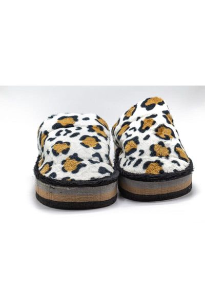 

women's white brown black pattern indoor home slipper slippers