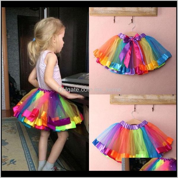 Saias Skorts Roupas Bebê Maternidade Gota entrega 2021 Crianças Bebê Bonito Handmade Adorável Saia Colorida Meninas Rainbow Tulle Tutu Mini Vestido 08