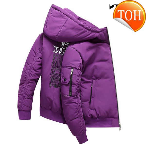 

2021 winter warm down jacket men printed pattern thicken jackets fashion causal street hooded thick coats outerwear plus size, Black
