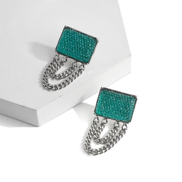 

dangle & chandelier aensoa vintage blue resin chain long tassel drop earrings for women fashion geometric earring pendant party jewelry gift, Silver