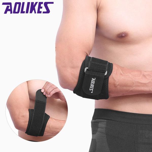

adjustbale tennis elbow support brace guard pads golfer's strap lateral pain syndrome epicondylitis & knee, Black;gray