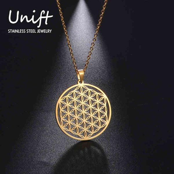 NECCHLAZIONE VINTAGE FLOWER OF LIFE DONNE PENSIONE PENDENTE GIOVILI ACCIAIO IN INSETICA COLORE GOLD COLORE COLLA CACCOLA WICCA 2021 G1206