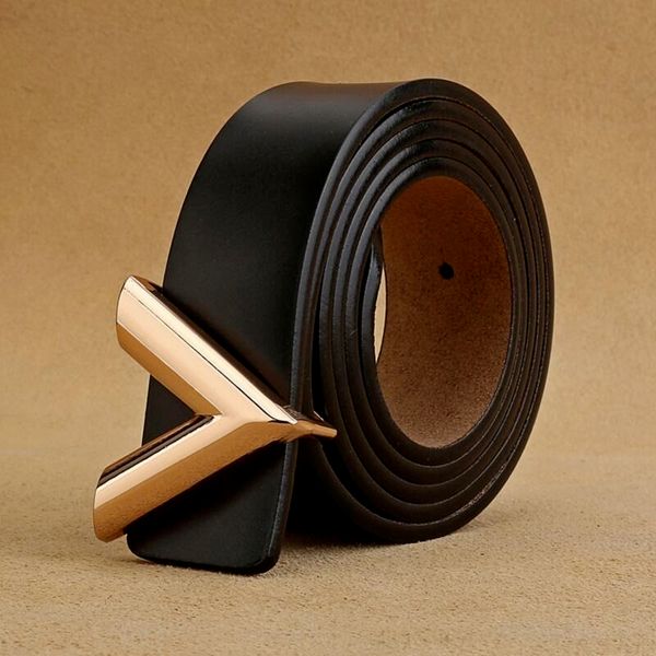 

designer men's/women luxury belt genuine leather alloy v buckle waist fashion women giftswaistband, Black;brown