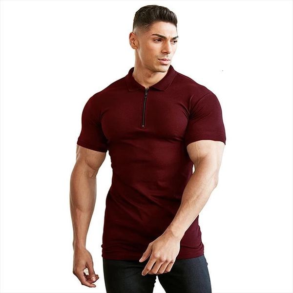 

summer shirt short sleeve slim men polo fitting street cotton fitness casual golf, White;black