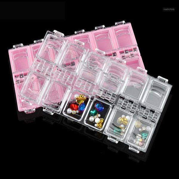 

1pcs 12 grids plastic empty storage case divided boxes used for storing nail art rhinestone jewelry decorations manicure tools equipment1, Silver