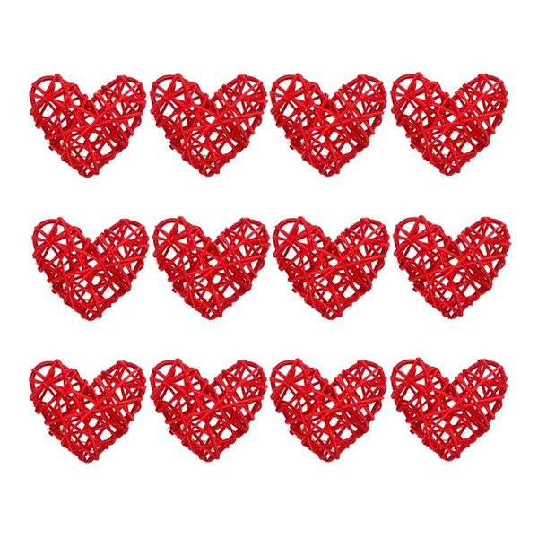 

decorative objects & figurines 12pcs heart shaped wicker balls rattan diy craft hanging ornaments for wedding party (2.4 in/6cm)