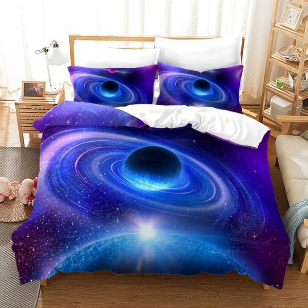 

bedding sets space galaxy aurora sunset glow set single twin full  king size sky stars moon bed children's kid duvetcover 13