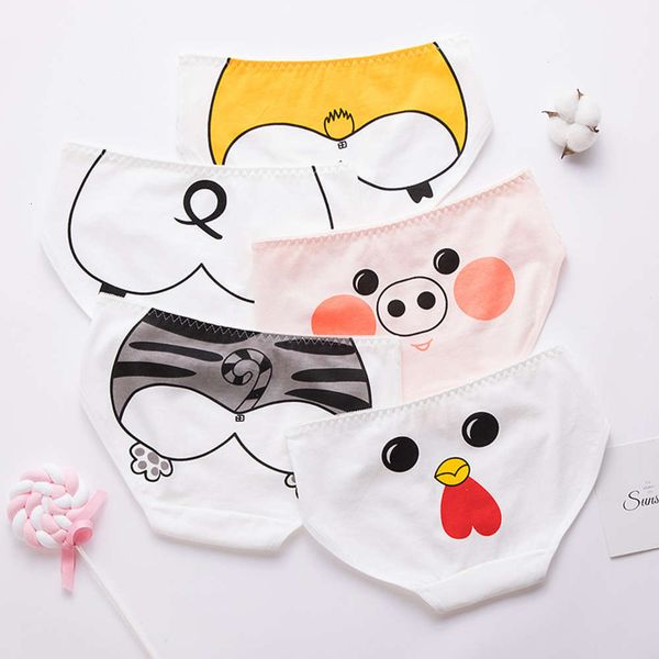 

cartoon animals printing seamless underwear women panties for menstruation girl comfortable briefs lingerie tanga, Black;white