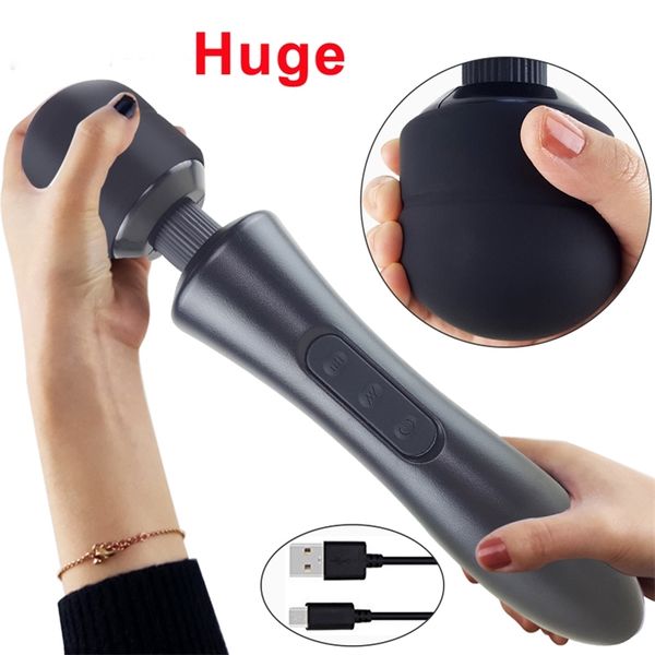 Enormi vibratori con bacchetta magica per donna, carica USB Big AV Stick femminile G Spot massaggiatore stimolatore clitorideo giocattoli adulti del sesso donna 210623