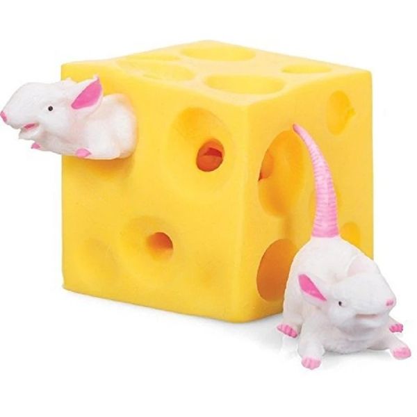 

funny mice and cheese finger squeeze toys slime extrusion stretchy hide in hole block latex stressbusting fidget toy
