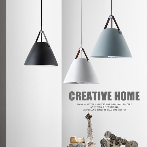

chandeliers modern 3-heads e27 with leather belt holder dining room kitchen restaurant indoor home decoration hanged retro lamps