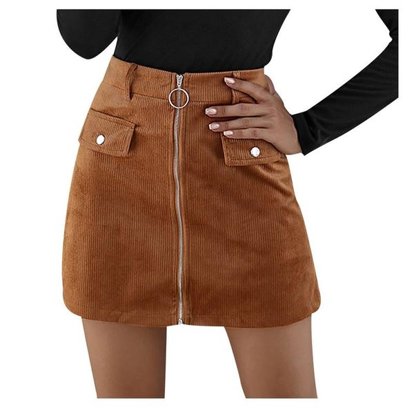 

skirts zipper skirt women high waist corduroy girls uniform pleated mini short buttock jupe femme g2, Black