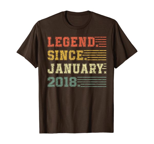 

retro vintage legend since january 2018 2 yrs old birthday t-shirt, White;black